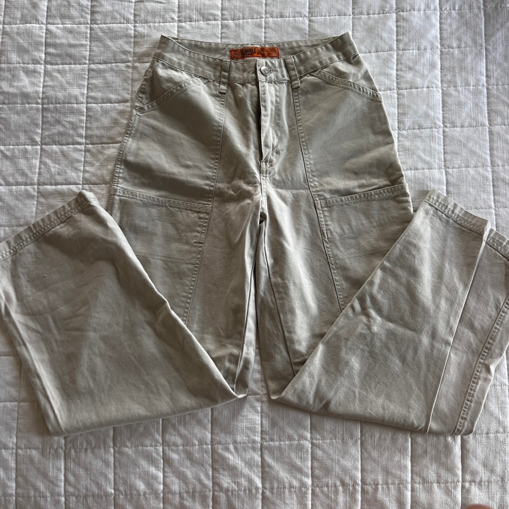 Durable Goods Carpenter Pants Womens 4 Khaki Canvas Utility Workwear Straight